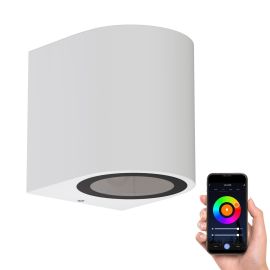 Wandleuchte ALSE Downlight für außen, weiß, Aluminium, rund, inkl. Smart Home RGBW GU10 LED Lampe, 5,41W, 473lm