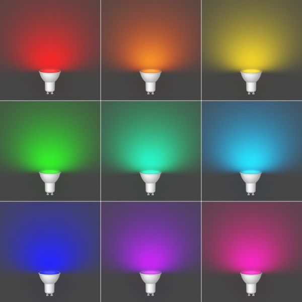 GU10 LED RGB Leuchtmittel, PAR16, warmweiß - kaltweiß (2900 - 6200 K), 5,5  W, 473lm, 103°, Smart Home, WLAN, Alexa, matt von ledscom.de