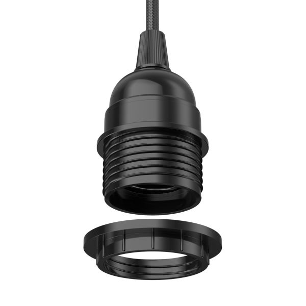 Pendelleuchte LEKA, 275mm Ø, schwarz/weiß,, Lampenschirm, wählbar) Schalter, 3m (Farbe Stecker
