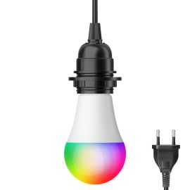 Kabel LEKA mit Stecker, Schalter und E27 Fassung, schwarz, 3m, inkl. Smart Home RGBW LED Lampe, 8,89W, 892lm