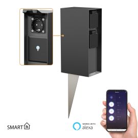 Garten-Steckdosensäule POMI mit Erdspieß für außen, IP44, Smart Home, WLAN, Alexa, 3-fach (Farbe, Mit Kabel wählbar)