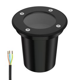 Bodeneinbauleuchte BOLI für außen, IP67, schwarz, rund, 108mm Ø, 1x GU10 max. 15W