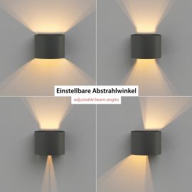 Wandleuchte RUNEL, Dämmerungssensor, Bewegungsmelder für außen, IP65, Up & Downlight (Farbe, Leuchtmittel wählbar)