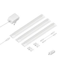 LED Unterbau-Leuchte SIRIS weiß matt mit Bewegungsmelder, flach, je 30cm, je 370lm, weiß, 3er Set