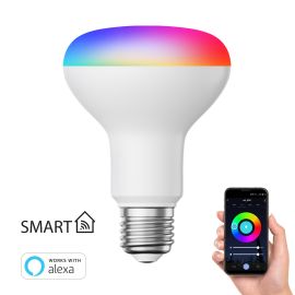 E27 LED RGB Leuchtmittel, R80, warmweiß - kaltweiß (2700 - 6300 K), 9,9 W, 950lm, Smart Home, WLAN, Alexa, matt