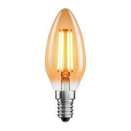 E14 LED Leuchtmittel, Kerze, extra warmweiß (2500 K), 4,1 W, 458lm, goldfarben