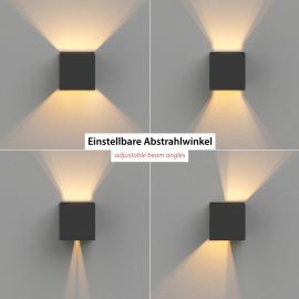 Wandleuchte CUBEL für außen, IP65, Up & Downlight (Farbe, Leuchtmittel wählbar)