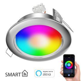 Leds Com Einbaustrahler Zobe II flach rund + smarte LED-Lampe Alexa, dimmbar, Farbtemperatur steuerbar - 107mmØ Loch 90mmØ (Farbe, Leuchtmittel wählbar)