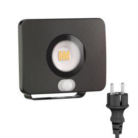 LED Gartenstrahler WEGA für außen, IP44, Bewegungsmelder, Stecker, schwarz, 11,9 W, 880lm, weiß