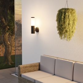 Wandleuchte PORU für außen, Edelstahl, rund + LED Smart Home RGBW Lampe, 892lm (Farbe wählbar)