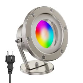 Leds Com Gartenstrahler BULA für außen, Edelstahl + RGB Leuchtmittel warmweiß - kaltweiß (2900 - 6200)