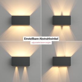 Wandleuchte CUBEL für außen, anthrazit, IP65, Up & Downlight, 2x G9 (Leuchtmittel wählbar)