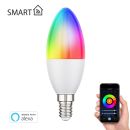 E14 LED RGB Leuchtmittel, Kerze, warmweiß - kaltweiß (2900 - 6400 K), 5,1 W, 572lm, Smart Home, WLAN, Alexa, matt