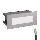 LED Treppenlicht/Wandeinbauleuchte für innen und außen, eckig, edelstahl, 123 x 60mm, warmweiß