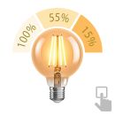 E27 LED Leuchtmittel, G95, extra warmweiß (2500 K), 7,3 W, 818lm, 3-Stufen-Dimmer, goldfarben