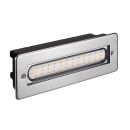 LED Treppenlicht/Wandeinbauleuchte für innen und außen, eckig, edelstahl, 198 x 61mm, 2,2 W, 248lm, warmweiß